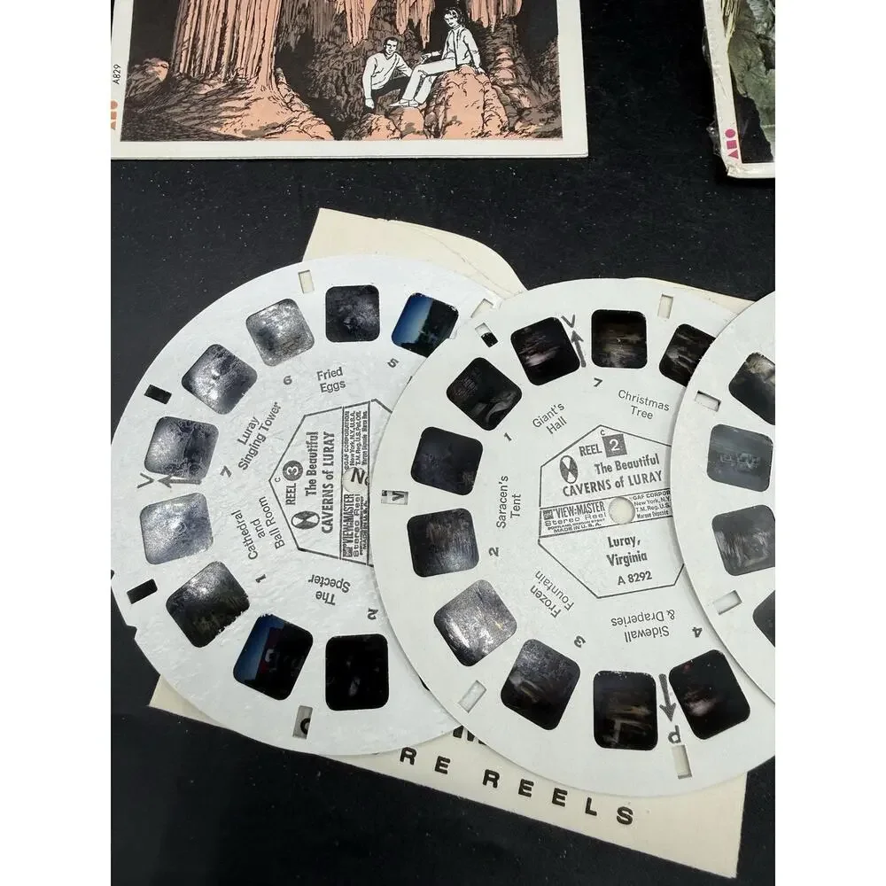 Sawyer's View-Master #A 829 BEAUTIFUL CAVERNS OF LURAY VIRGINIA 3 Reels Complete